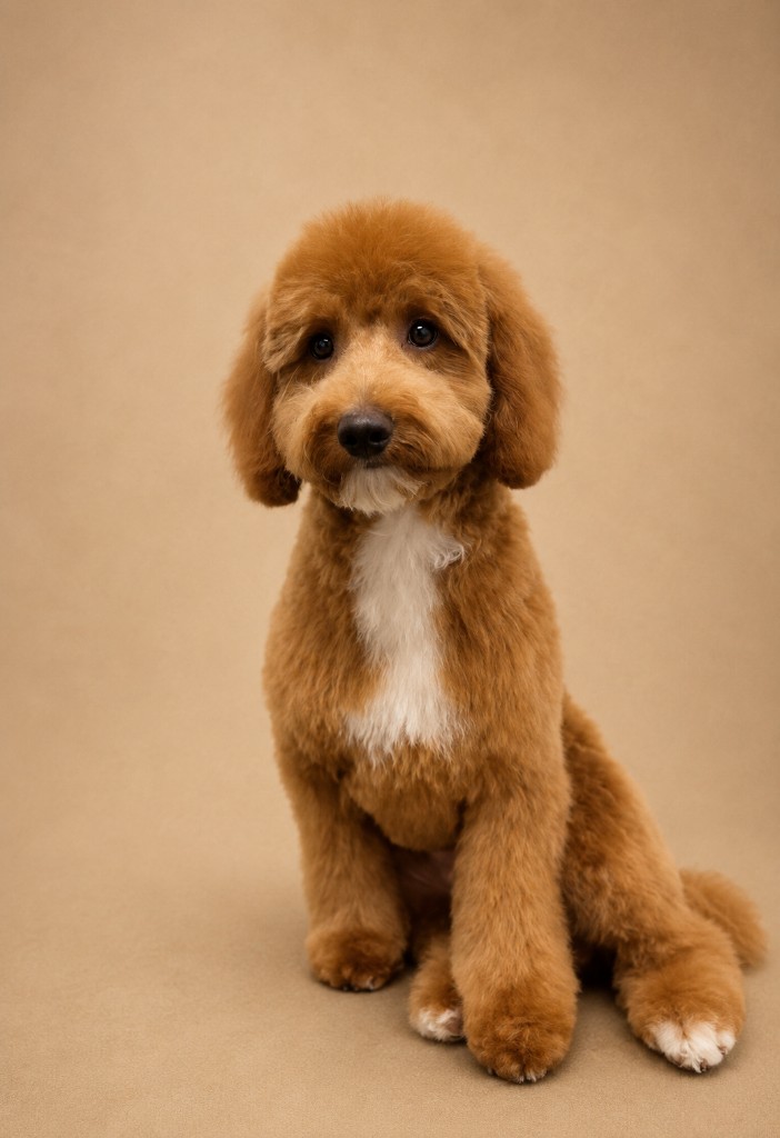 Apricot puppy with teddy bear trim